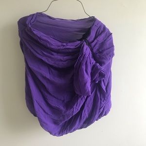 100% Silk Purple Skirt w/chunky black zipper